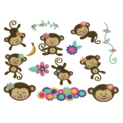 Stickserie Affenmädchen